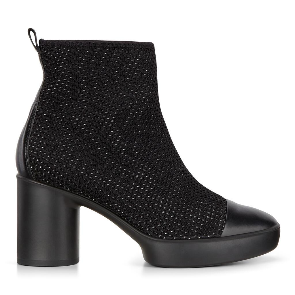 Ecco Shape Sculpted Motion 55 Knit Womens Heeled Boots In Black Outlet - India YQL-605478